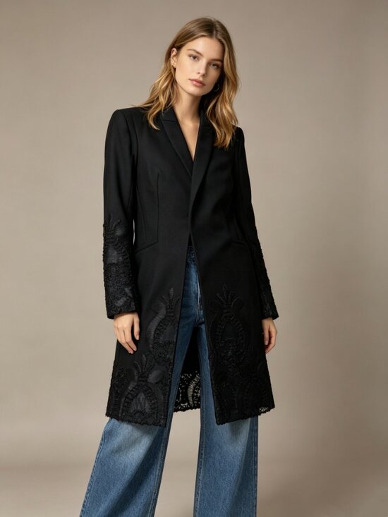 ALEXIS Jackets & Blazers - $759 NWOT Alexis Embroidered Women's Black Coat Size M